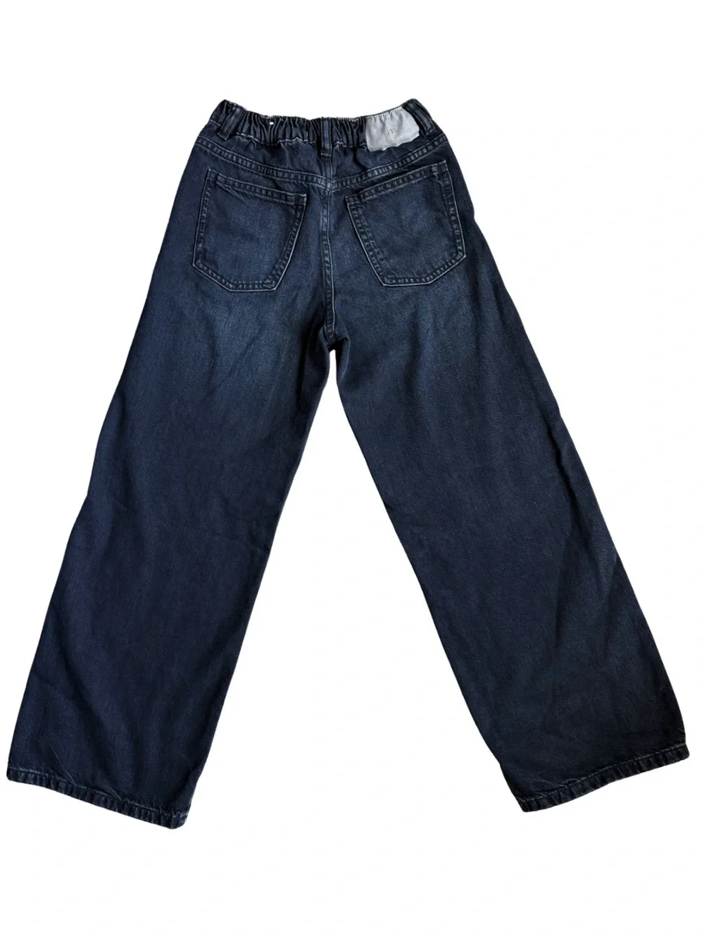 Zara Girls Wide Leg Rhinestone Jeans Size 11-12Y Dark Wash Sparkly Denim Pants